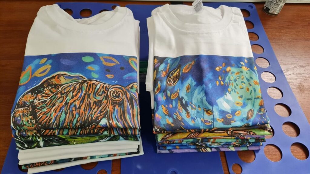 Full-colour print on cotton t-shirts