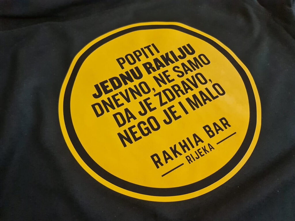Hoodie printing - single-colour bright yellow flex print for Rakhia Bar from Rijeka
